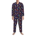 thumbnail image 3 of Xecao rainbow color Skull mushroom Print Pajamas Set Mens Pajamas Long Sleeve Loungewear Two-Piece Sleepwear Button-Down Pjs Set,2PJS-Medium, 3 of 7
