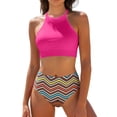 thumbnail image 4 of Duqingm Mid Rise Bikini Sets for Women Women Two Piece Swimsuit - Knot Twist Bikini Set V Cut Bathing Suit 2026 Teen Bikini Hot Pink,S, 4 of 7