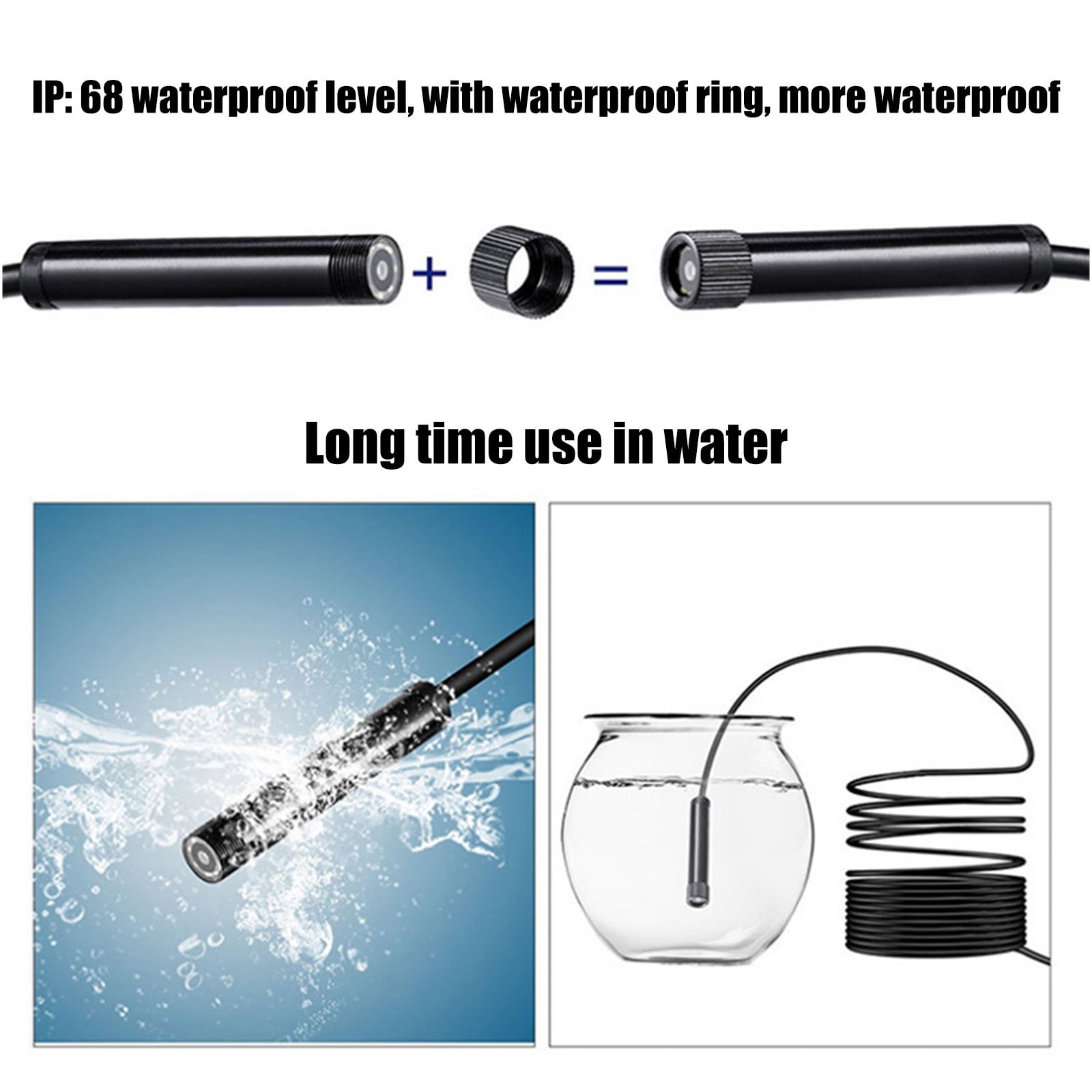 IP68 Wireless Endoscope WiFi Borescope Inspection Camera 2.0 Megapixels HD1200P Snake Camera With 8 Leds For Android And IOS Smartphone Tablet - 2m/6.6FT