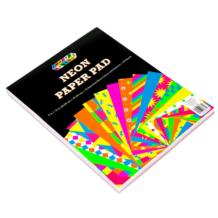 Smarts & Crafts Bright Neon Craft Paper Pad, 18 Designs, 102