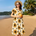 thumbnail image 4 of Fotbe Sunflowers And Bee Pattern Dress Casual Womens Fashion Short Sleeve Maxi Dress T Shirt Dress Striped Long Color Block Maxi Dress, 4 of 6
