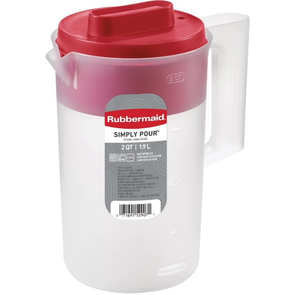 Rubbermaid SYNCHKG097314 644766082384 Pitcher 2.25 qt-White with Red Cover 3-Pack