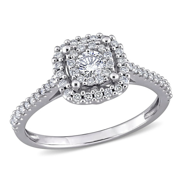 Miabella Women's 1/2 Carat T.W. Diamond Halo Engagement Ring in 10kt ...