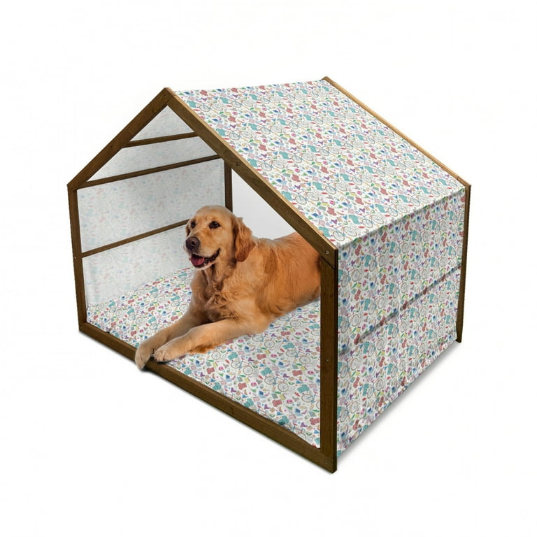 Indie Pet House, Urban Hipster Accessories Pattern Colorful Doodle Clothes  Shoes Computers Bicycles, Outdoor & Indoor Portable Dog Kennel with Pillow