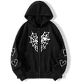 thumbnail image 4 of Sudadera con capucha gótica con estampado de telaraña en forma de corazón, chaqueta Punk con cremallera, abrigo, ropa de calle holgada de gran tamaño Harajuku, 4 of 4