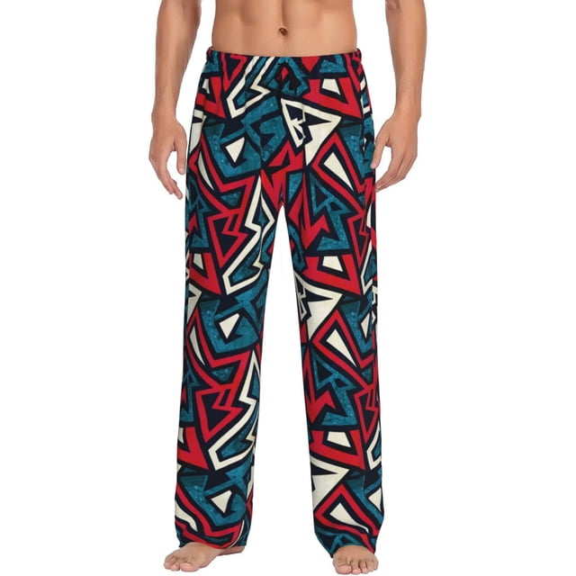 Balery Geometric Elements Pantalones de pijama para hombre, pijama ultraligero, pantalón de descanso-Large