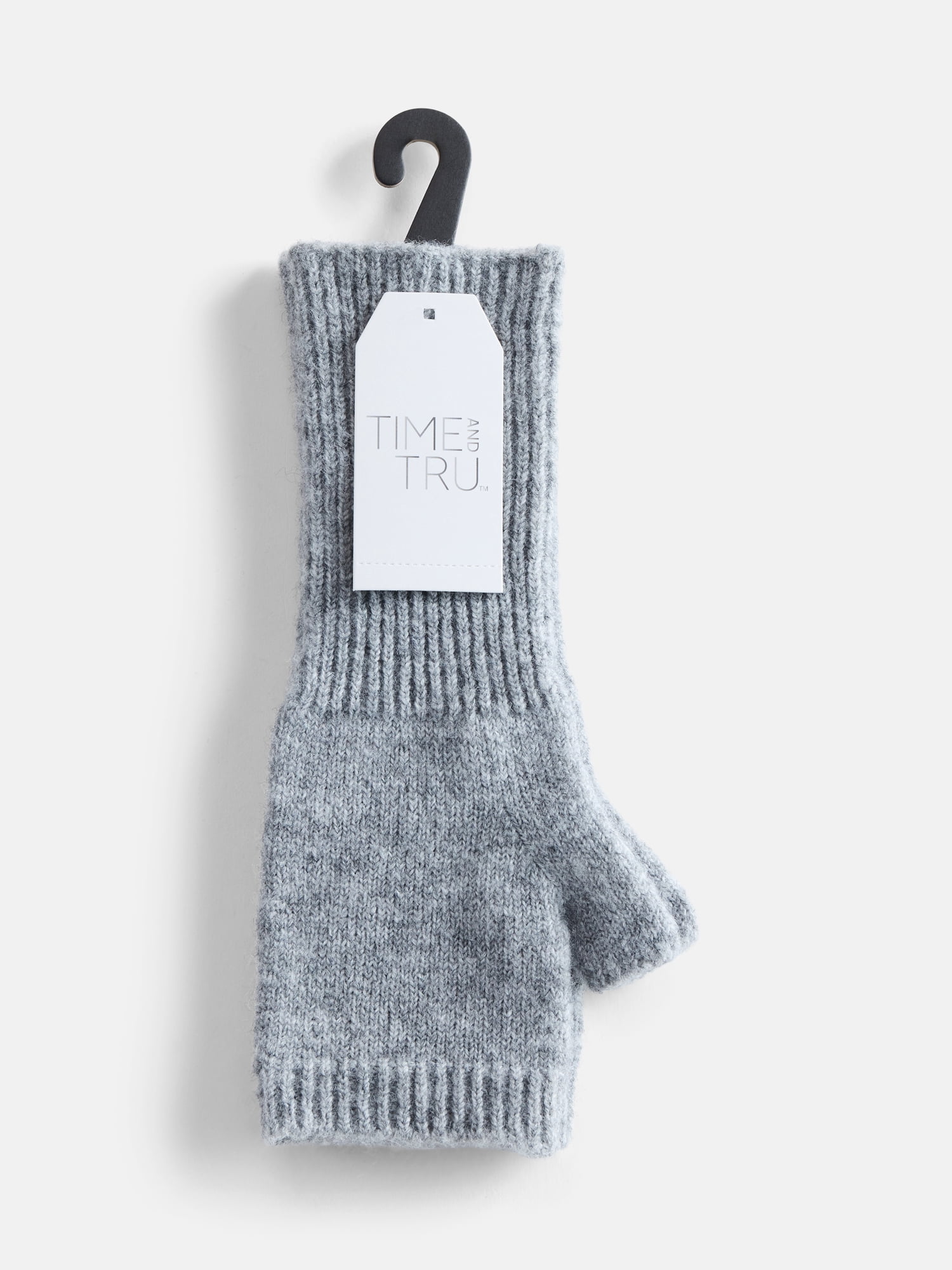 Time and Tru Women's Long Fingerless Gloves, Medium Grey, One Size