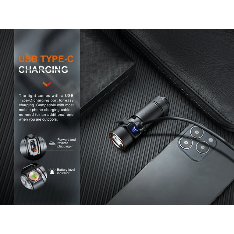 Fenix E18R V2 Rechargeable EDC Flashlight - 1200 Lumens Ultra Bright With Holster