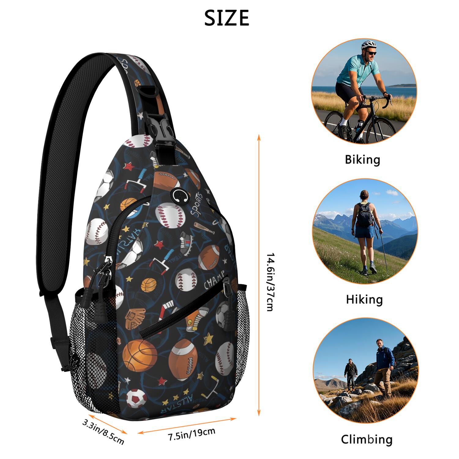 Star Themed Crossbody Bag - Lightweight Chest Backpack for Men & Women - Spacious & Organized for Daily Commuting