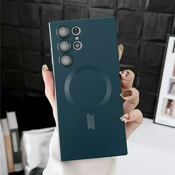 Magnetic MagSafe Case Compatible with Samsung Galaxy S23 Ultra with Camera Lens Protector Shockproof Case-Green