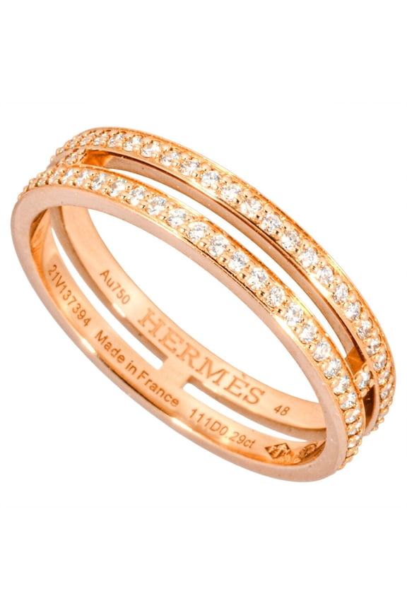 Pre-Owned Hermes Herms Ariane Full Eternity Ring with 0.29ct Diamonds, #48, 18KPG,... (Good)