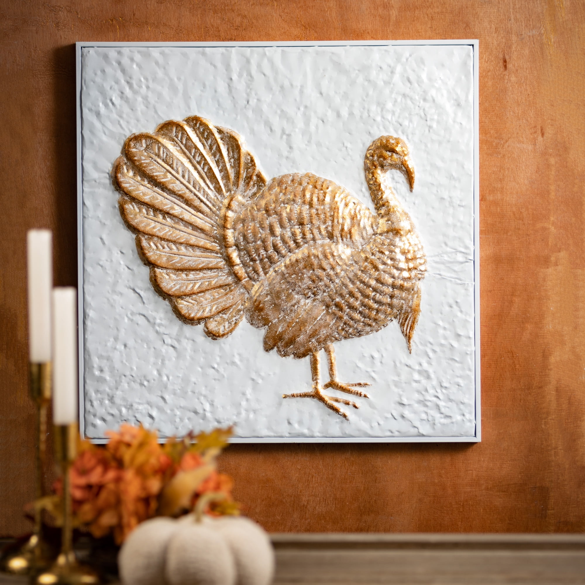 Gilded Turkey Metal Wall Art Multicolor 23"H Metal