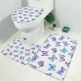 thumbnail image 2 of Purple Blue Butterfly Pattern Bathroom Rugs Sets 3 Piece,Toilet Cover Set,Absorbent Non Slip Bathroom Mats Sets with U-Shaped Contour Rug Toilet Rug Set, 2 of 5