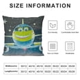 thumbnail image 5 of Creowell Outer Space Throw Pillow Cushion Cover, Alien with Circle Saucer in Star Cluster Elliptical Journey Cartoon Print, Decorative Square Accent Pillow Case White, 5 of 5
