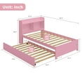 thumbnail image 6 of HSUNNS Twin Bed Frame with Trundle and Storage Bookcase, Modern Platform Twin Bed Frame for Girls and Boys, Solid Wood Trundle Bed with Headboard and Footboard, No Box Spring Needed, Pink, 6 of 11