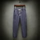 thumbnail image 4 of Pantalones largos de algodón para hombre, con cordón ajustable, informales, de color liso, lavados, de pierna recta, para exteriores, de algodón, 4 of 7