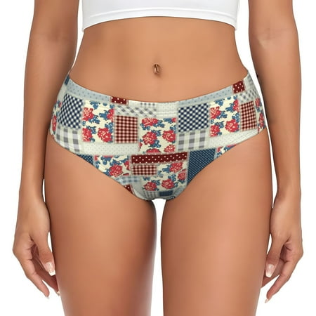 Womens Underwear - Patchwork In Country Style No Show Seamless Underwear for Women  Soft Stretch Womens Panties  Hipster Ladies Panties Bikini Underwear Briefs