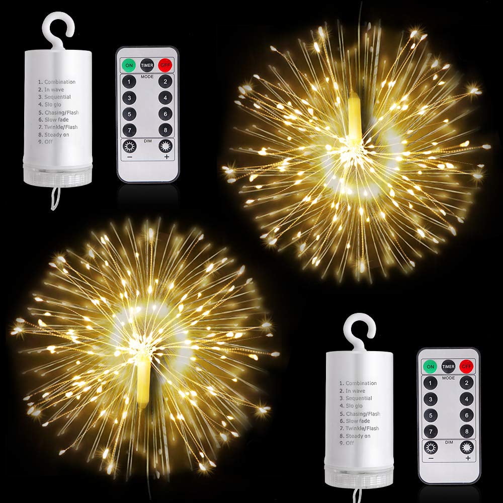8 Modes & Waterproof Christmas Light String 100LED Starburst Lights with Remote 