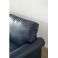 thumbnail image 3 of 2-Seater Sofa, Upholstered PU Leather Loveseat Sofa Chair with Storage Drawer, Wood Legs, Large Back, Nail Decoration, Modern Accent Sofa Couch for Living Room, Guest Room, Navy Blue, 3 of 8