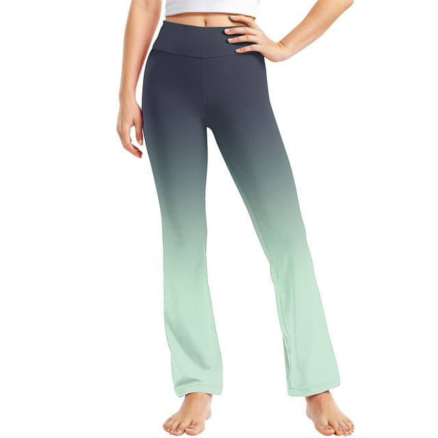 Odeerbi 2-13 Años Niñas Pierna Ancha Pantalones Yoga Gradiente Workout Danza Deportes Atlético Pantalones Elasticidad Lindo Alta Cintura Pantalones Pierna Recta