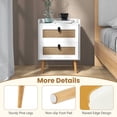 thumbnail image 7 of Spaco Modern End Table Bedside Table with 2 Rattan Decorated Drawers-White, End Table, 7 of 7