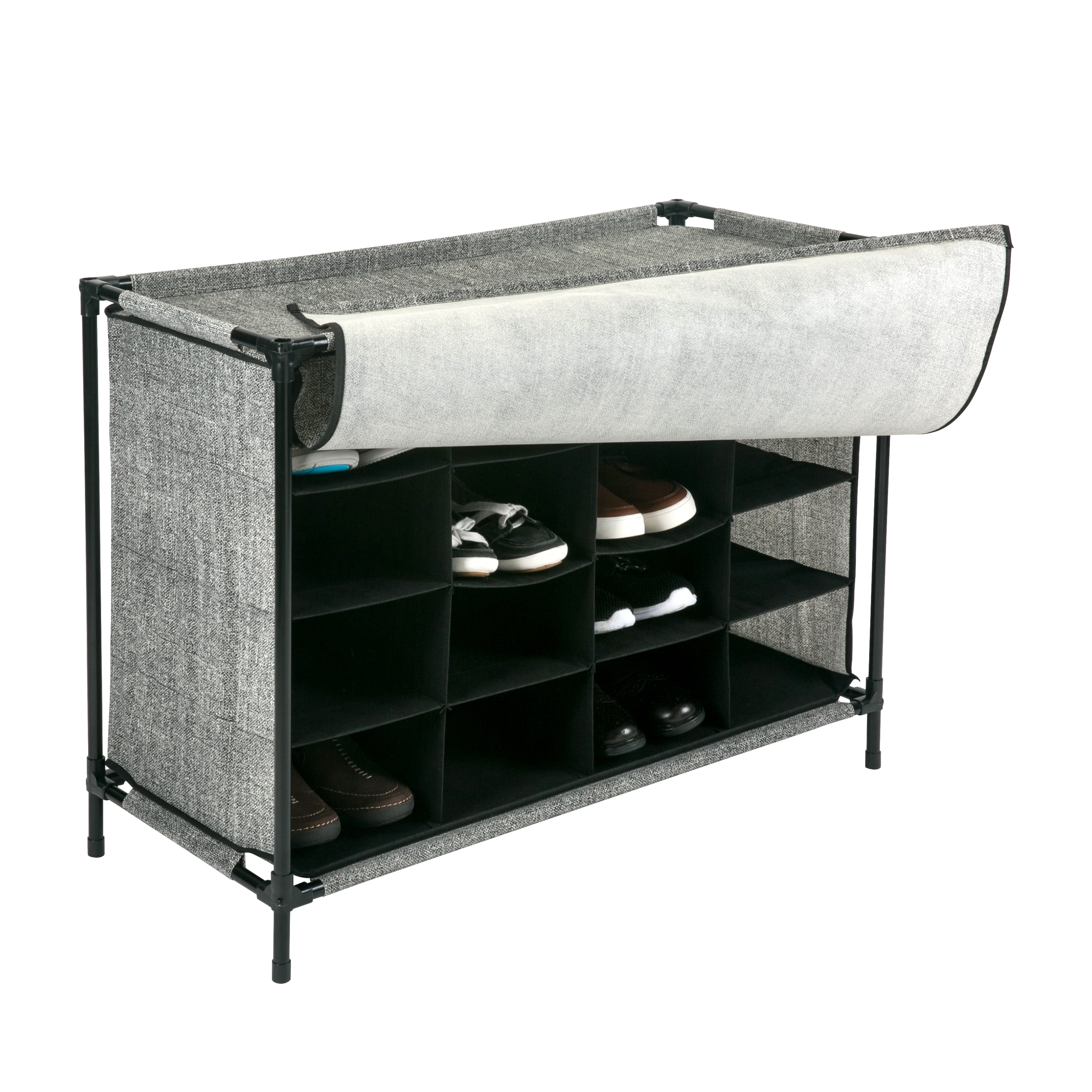 4 Tier Rolling Cubby Shoe Rack Gray - Brightroom™