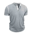 thumbnail image 5 of Mens Henley Short Sleeve T-Shirts Casual Band Collar V Neckr Regular Fit Muscle Shirt Summer Fashion Contrast Trim Lightweight Breathable Workout Athletic Tops for Outdoor Sports, 5 of 7