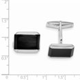 thumbnail image 2 of 925 Sterling Silver Rectangle Onyx Cuff Links Link Collar Stay   For Dad Mens  For Him, 2 of 6