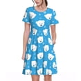 thumbnail image 1 of Easygdp Cute Polar Bear para Vestido Transpirable de Mujer, Vestido Suelto de Manga Corta con Pliegues y Bolsillos para el Verano, 1 of 6