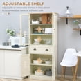 thumbnail image 5 of HOMCOM 72" Freestanding Kitchen Pantry Cabinet, Tall Storage Cabinet with Glass Doors, Drawer and Adjustable Shelves for Dining Room, Cream White, 5 of 9