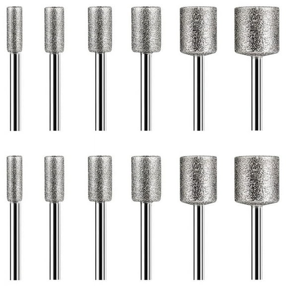 Stone Carving Set,12PCS Diamond Burr Bits for Stone Rocks Glass Tools(4mm 5mm 6mm 8mm 10mm 12mm)