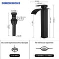 thumbnail image 3 of Bathfinesse Robinet de Lavabo Récipient Cascade Robinet de Salle de Bain Noir Mat Acier Inoxydable Haute Poignée Unique Bol de Lavabo avec Bouchon de Vidange, 3 of 7