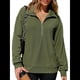 thumbnail image 3 of Sudadera Ligera y Suave de Larga con Solapa y Media Cremallera para Mujer, Estilo Informal, Holgada y con Cuello de . Verde XL, 3 of 8