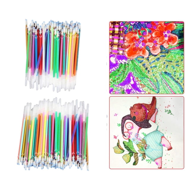 Bolígrafo de con para Colorear, Dibujo, Artesanal, 100 Colores+Bolígrafo de con Brillo para Colorear, Dibuj BLESIY Recargas para bolígrafos de gel
