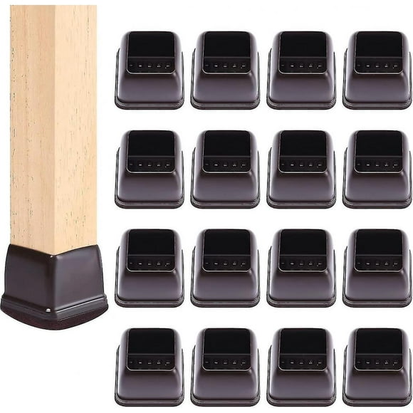 24 Pcs Square Chair Leg Floor Protectors With Felt, Chair Legs Caps, Floor Protectors For Chairs,