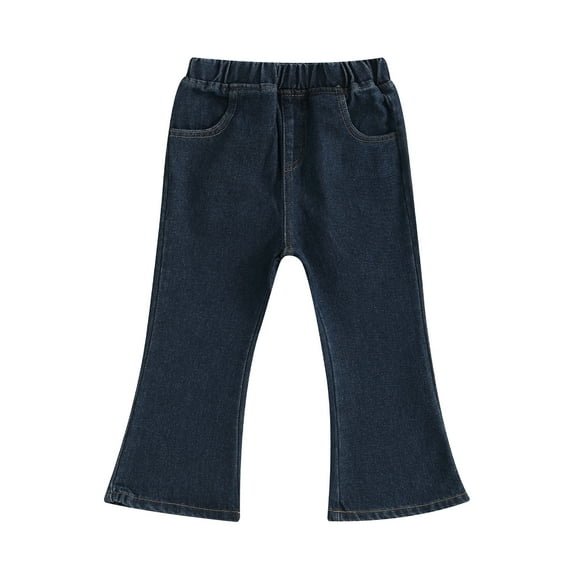 Bagilaanoe Toddler Baby Girl Jeans Flare Pants 3T 4T 5T Kids Solid Color Elastic Bell Bottoms Trousers Ruffle Pants