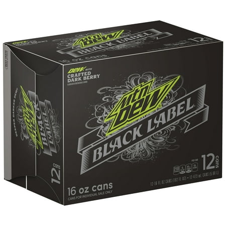 Mtn Dew Soda, Black Label, 16 Fl Oz, 12 Ct