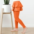thumbnail image 5 of Lenpel Girls' Leggings with Ruffle Skirts Elastic High Waisted Full Length Footless Tiered Skirted Leggings Slim Workout Dance Pants(Orange,13-14 Years), 5 of 7
