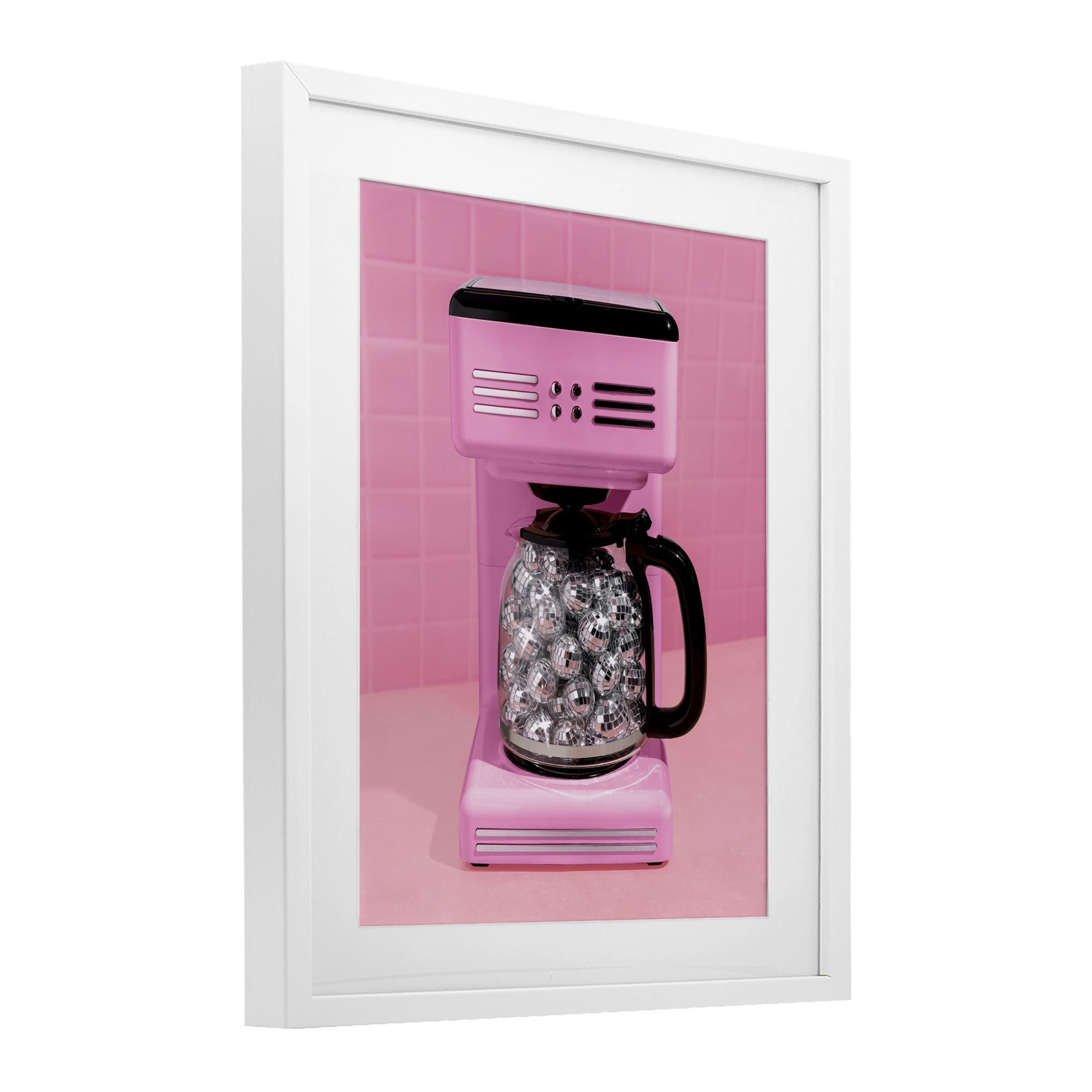 Stupell Industries Disco Coffee Over Pink White Framed Print Under Glass, design by LISH Creative