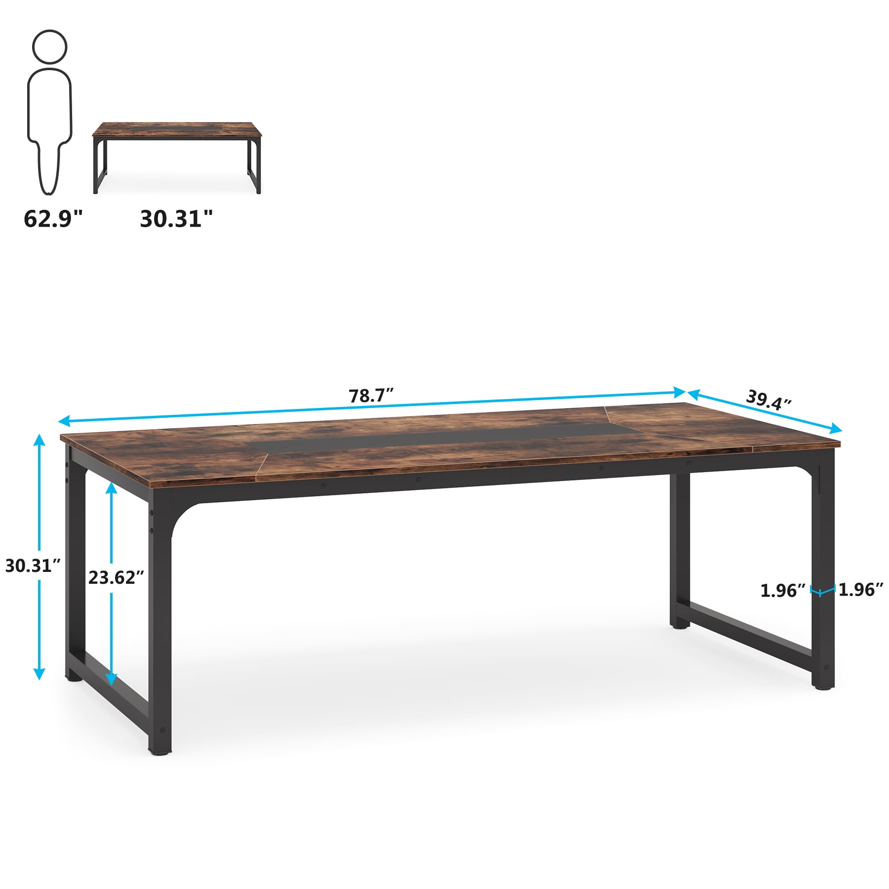 Tribesigns 78.7 Inch Large Computer Table, Modern Sturdy Writing Desk for Home Office, Rustic Brown