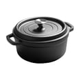 thumbnail image 1 of Utensilios de cocina de hierro fundido con doble asa para horno holandés, cazuela con tapa para acampar, freír, hornear, regalos de inauguración de la 10 centímetros, 1 of 8