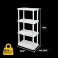 thumbnail image 6 of CX 4-Tier (48" H x 22" W x 14.25" D) Plastic Storage Shelving Unit (Black) 2-Pack, Light Duty, 50lbs Per Shelf Capacity, Indoor Storage and Organization in Home, Garage, Office with Easy Assembly, 6 of 8