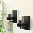 thumbnail image 3 of JONATHAN Y Harper 4.5" 1-Light Modern Farmhouse Iron/Glass LED Sconce, Oil Rubbed Bronze/Clear (Set of 2), 3 of 8
