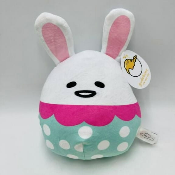 Gudetama Lazy Egg Easter Egg Bunny Ears Pink Teal Plush Stuffed Animal 7" Sanrio NWT