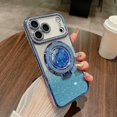 thumbnail image 5 of for iPhone 17 Pro Max Case, Moving Liquid Sparkle Glitter Case, Bling Flowing Rhinestones Kickstand Ring Cover with Shiny Glass Camera Lens Protector for Women Girls 6.9'' 2025, Blue, 5 of 12