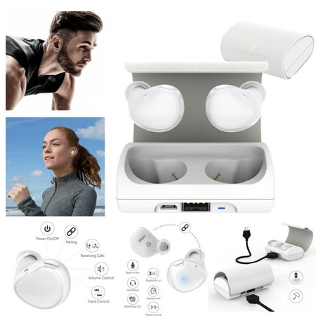Noise Reducing Earphones True Wireless Earbuds, True Wireless Headphones, by Cobble Pro Bluetooth Headset V4.1 True Wireless In-Ear Stereo Earphones, Mini Twins with Mic & Charging Case, Noise Cancelling for iPhone X 8 7 Plus ()