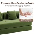 thumbnail image 5 of 78" Boneless Couch, Noelse 5-in-1 Convertible Sofa Bed with Fixed-Shape Frame, Removable Armrests, Boneless Sofa, No Assembly Required, Corduroy, Living Room, Green, 5 of 12