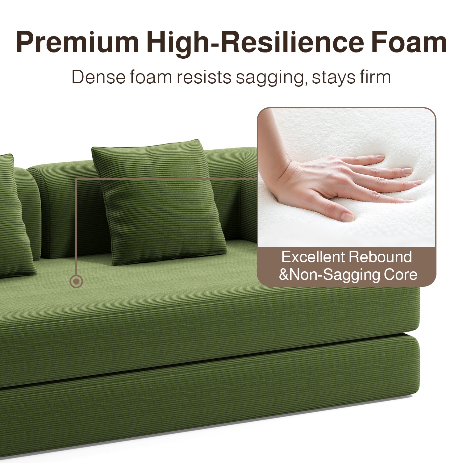Noelse 78" 5-in-1 Convertible Sofa Bed, Green photo 4