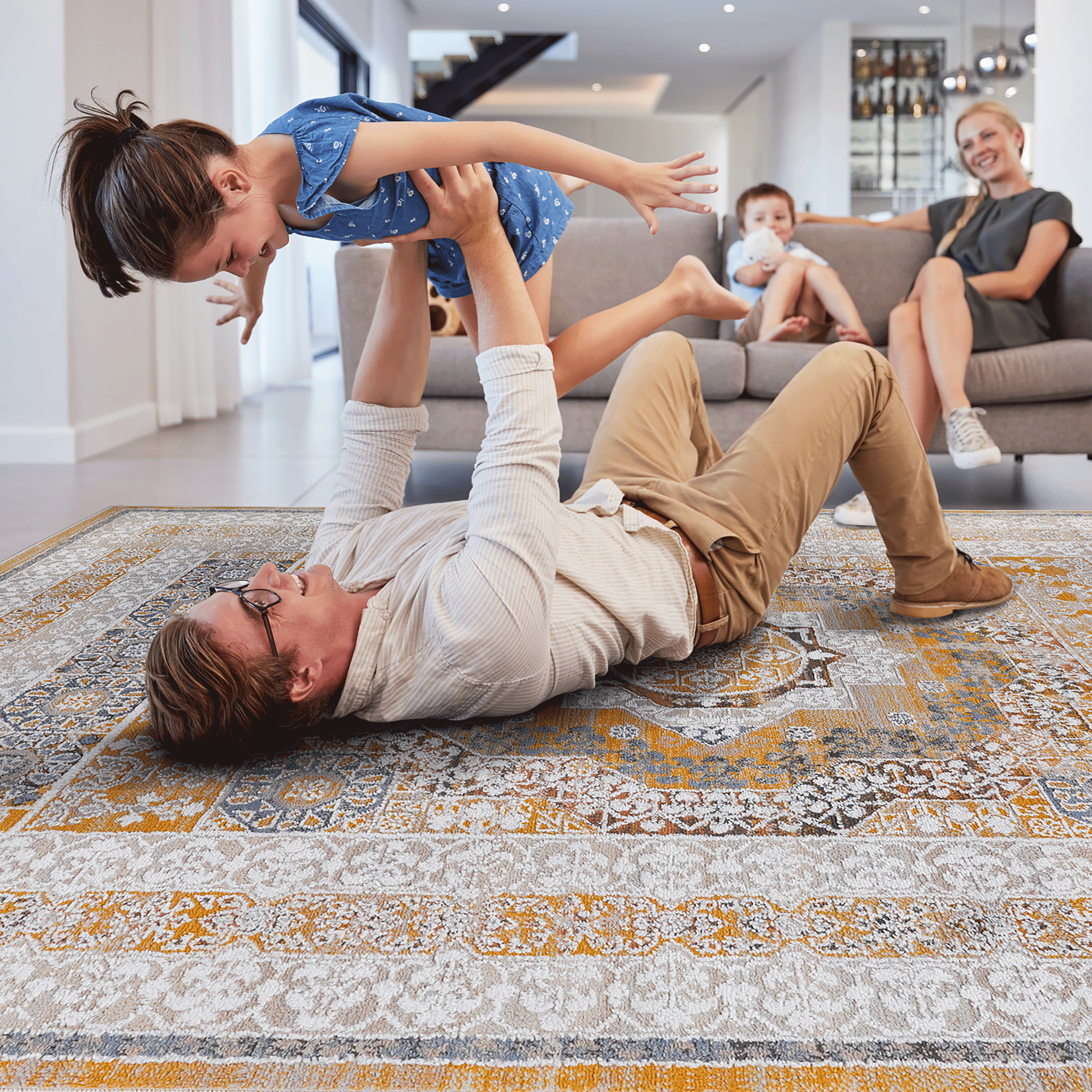 2' x 3' Cream Ivory Medallion Area Rug, Non-Shedding Stain Resistant Indoor Rug, Soft Medium Pile Floor Carpet for Living Room Bedroom Dining Room Home Office