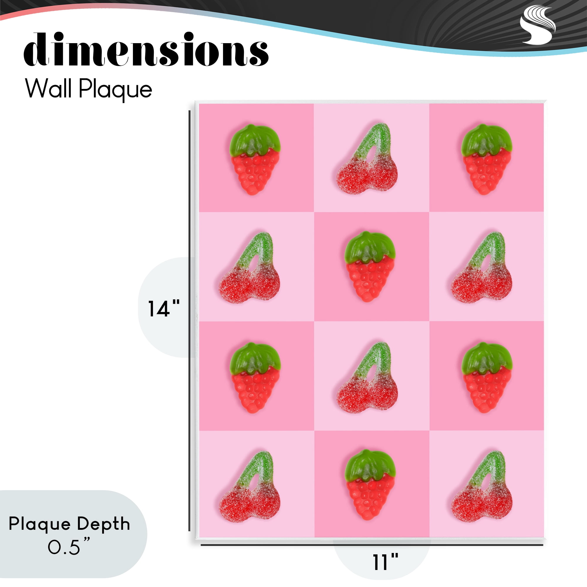 Stupell Industries Gummy Strawberry and Cherry Checkerboard Wall Plaque Art, design by LISH Creative